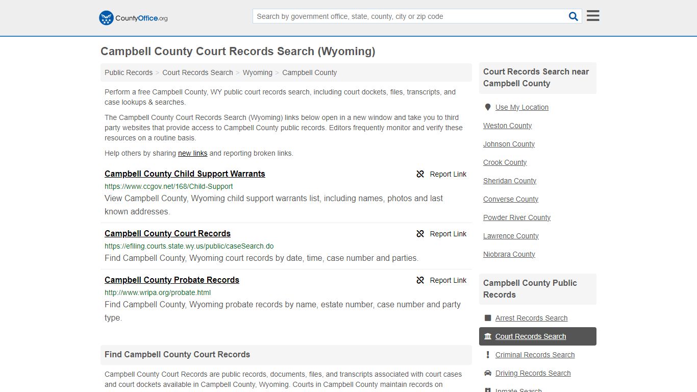 Campbell County Court Records Search (Wyoming) - County Office